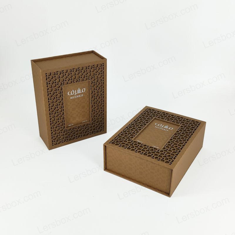 جعبه عطر برجسته فویل طلا با درب سفت و سخت و EVA درج HP001