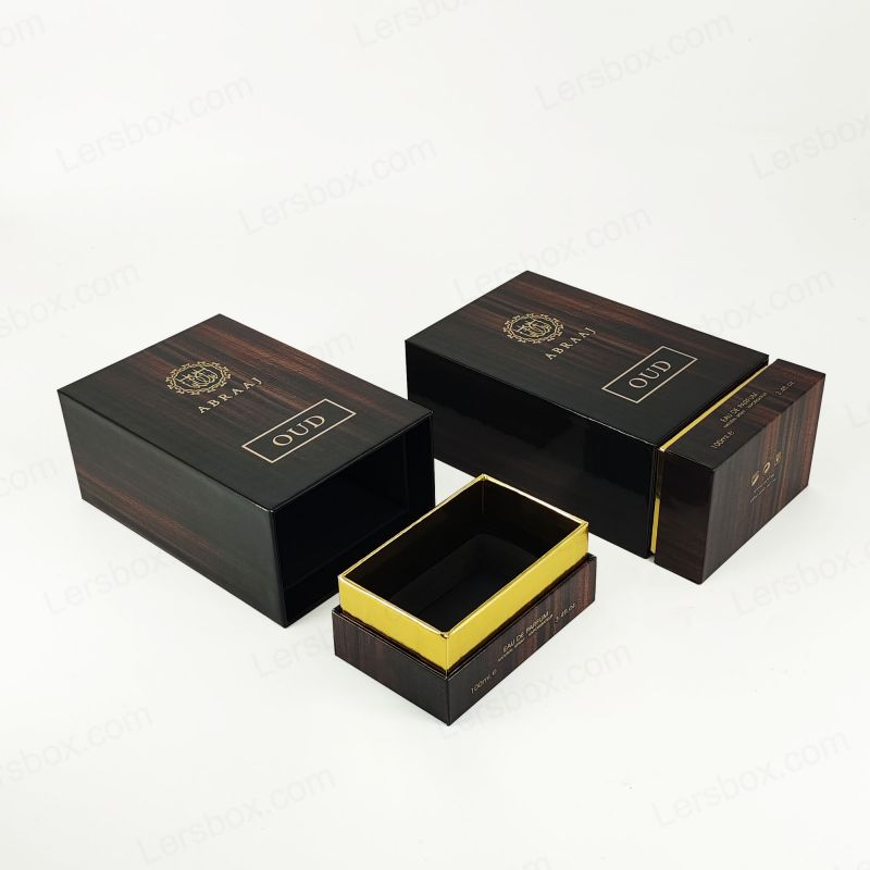 بسته بندی عطر سفت و سخت دست ساز با جزئیات فویل طلا و فوم EVA درج HP019