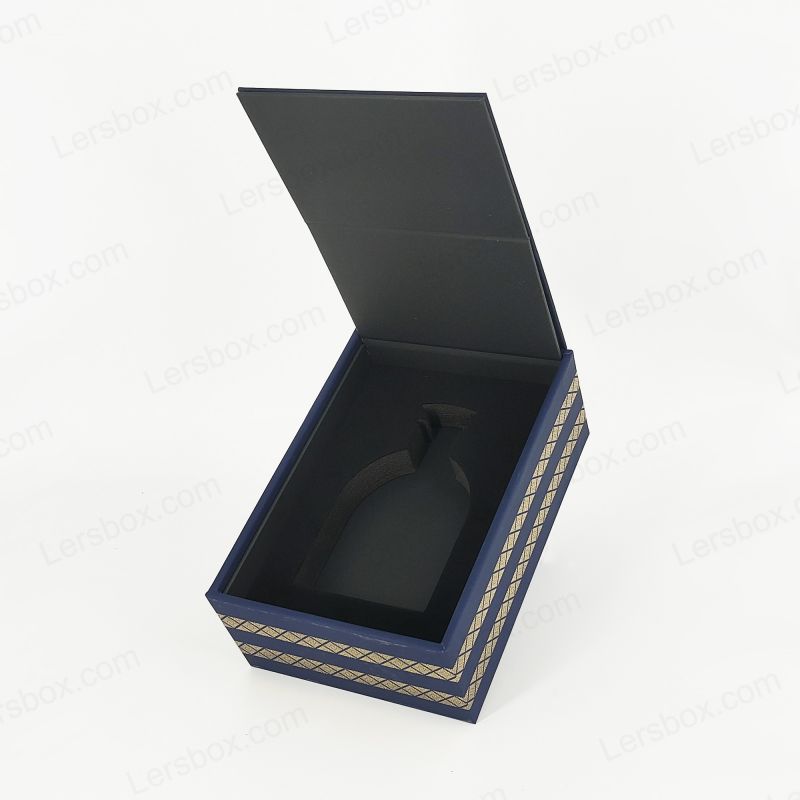 جعبه عطر لوکس با تزیین فویل طلای سفارشی و سینی EVA برای محافظت بیشتر HP018