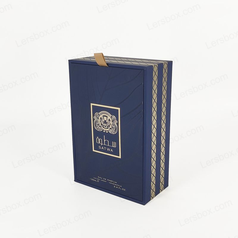 جعبه عطر لوکس با تزیین فویل طلای سفارشی و سینی EVA برای محافظت بیشتر HP018