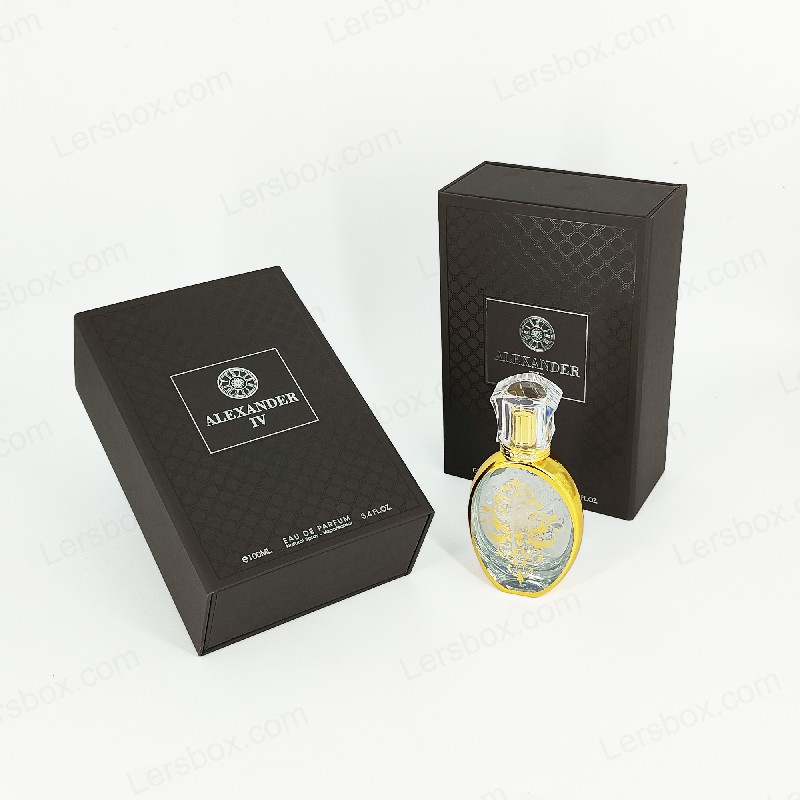 جعبه عطر با فویل طلایی با درب سفت و سخت و درج EVA برای ارائه لوکس HP021
