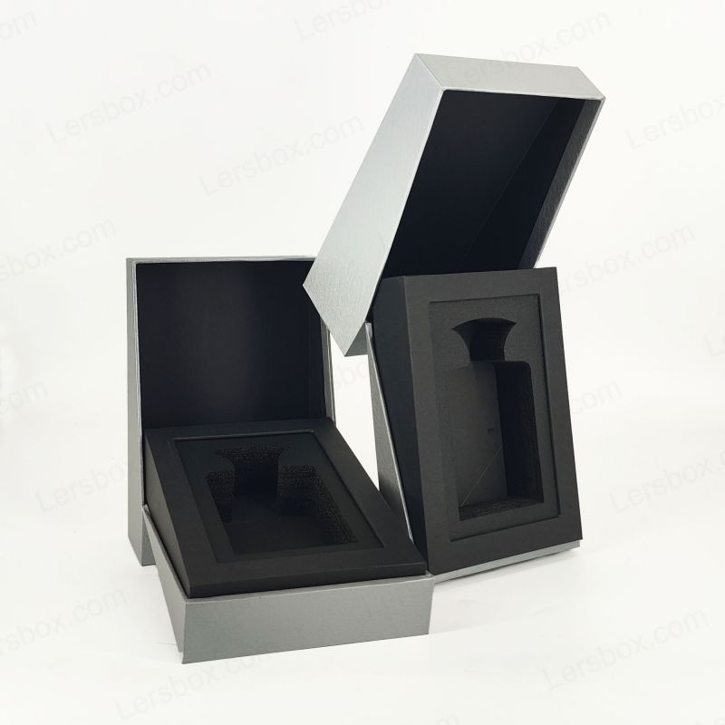 جعبه عطر فویل طلای لوکس با سینی فوم Eva و پایه درب زیبا HP025