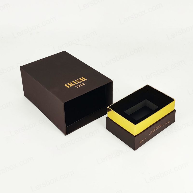 جعبه عطر پیشرفته با فویل طلای سفارشی و فوم EVA برای نمایش عطر ایمن HP028