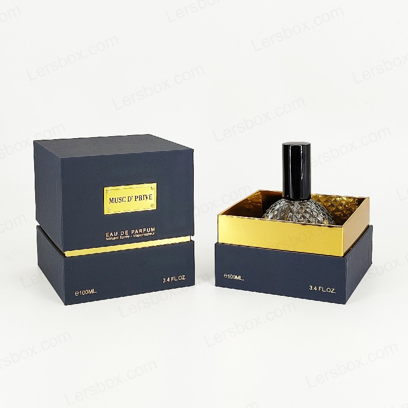 بسته بندی عطر فویل طلای لوکس با ساختار سفت و سخت دست ساز و درج EVA سینی HP030