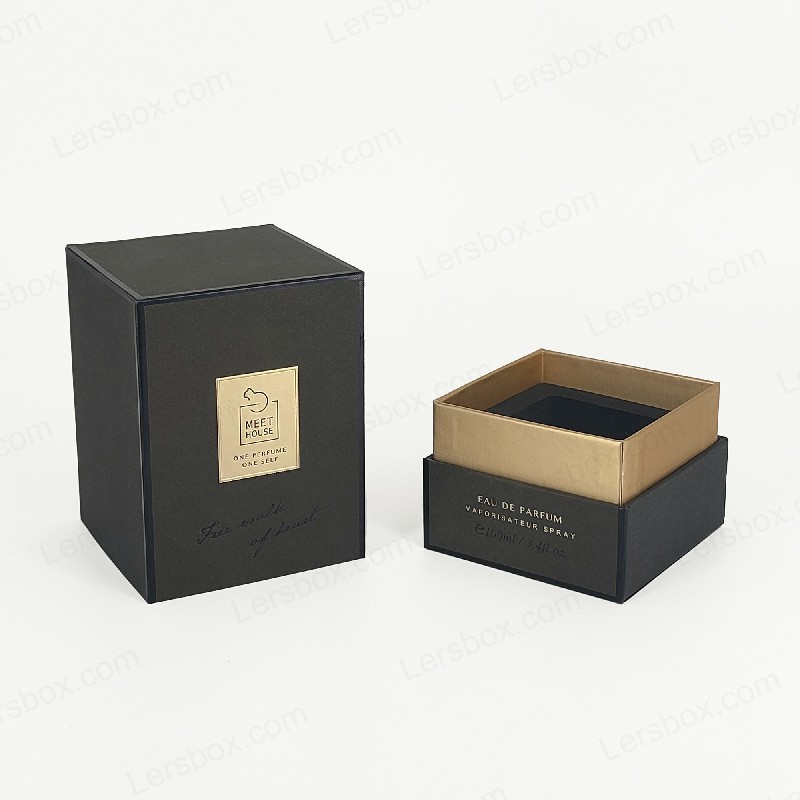 جعبه عطر فویل طلا با درب سفت ، پایه و سینی فوم EVA برای نمایشگر لوکس HP034