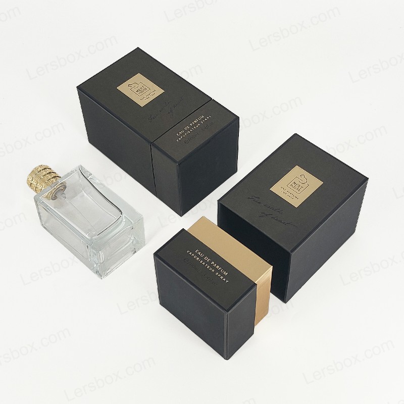 جعبه عطر فویل طلا با درب سفت ، پایه و سینی فوم EVA برای نمایشگر لوکس HP034