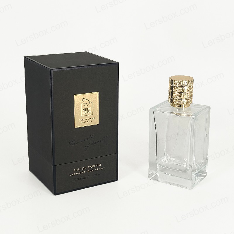 جعبه عطر فویل طلا با درب سفت ، پایه و سینی فوم EVA برای نمایشگر لوکس HP034