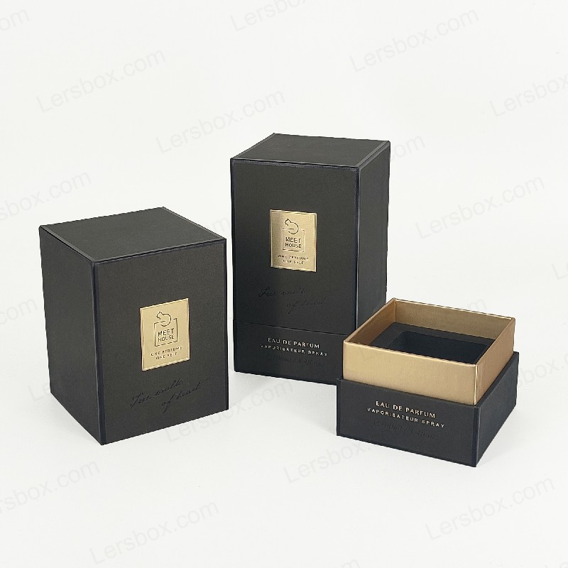 جعبه عطر فویل طلا با درب سفت ، پایه و سینی فوم EVA برای نمایشگر لوکس HP034